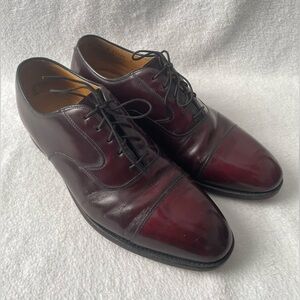 Johnston Murphy Men Dress Shoes 8.5 D Burgundy Lace Up Leather Classy Formal